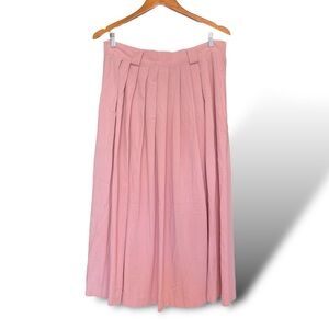 Vintage Maxi Skirt Pink Pleated Elastic Waist Size 14 Cottagecore Grannycore​